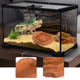 Maxbell Reptile Feeder Bowl Terrarium Accessories Food Dish for Gecko Snake Tortoise Brown