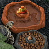 Maxbell Reptile Feeder Bowl Terrarium Accessories Food Dish for Gecko Snake Tortoise Brown