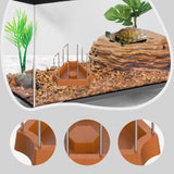 Maxbell Tortoise Feeding Dish Small Turtle Food Bowl for Bearded Dragon Semi Aquatic Brown