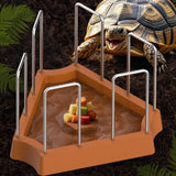 Maxbell Tortoise Feeding Dish Small Turtle Food Bowl for Bearded Dragon Semi Aquatic Brown