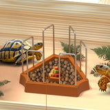 Maxbell Tortoise Feeding Dish Small Turtle Food Bowl for Bearded Dragon Semi Aquatic Brown