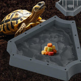 Maxbell Tortoise Feeding Dish Small Turtle Food Bowl for Bearded Dragon Semi Aquatic Gray