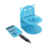 Maxbell Elevated Cat Bowl Non Slip Ergonomic Sturdy Pet Accessories Cat Litter Scoop Blue