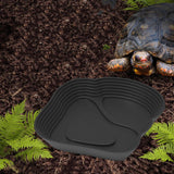 Maxbell Reptile Water Dish Tortoise Water Bath Bowl for Terrapin Tortoises Terrapins black