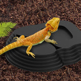 Maxbell Reptile Water Dish Tortoise Water Bath Bowl for Terrapin Tortoises Terrapins black