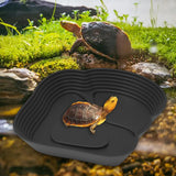 Maxbell Reptile Water Dish Tortoise Water Bath Bowl for Terrapin Tortoises Terrapins black