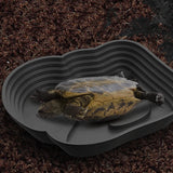 Maxbell Reptile Water Dish Tortoise Water Bath Bowl for Terrapin Tortoises Terrapins black