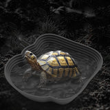 Maxbell Reptile Water Dish Tortoise Water Bath Bowl for Terrapin Tortoises Terrapins black