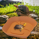 Maxbell Reptile Water Dish Tortoise Water Bath Bowl for Terrapin Tortoises Terrapins Light Brown