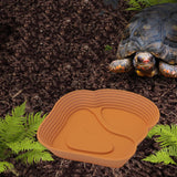 Maxbell Reptile Water Dish Tortoise Water Bath Bowl for Terrapin Tortoises Terrapins Light Brown