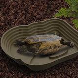 Maxbell Reptile Water Dish Tortoise Water Bath Bowl for Terrapin Tortoises Terrapins coffee