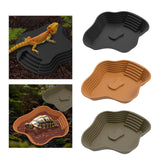 Maxbell Reptile Food Water Bowl with Ramp Turtle Bathing Pool for Turtle Snake Gecko Black