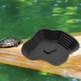Maxbell Reptile Food Water Bowl with Ramp Turtle Bathing Pool for Turtle Snake Gecko Black