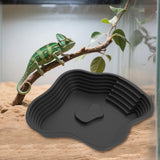 Maxbell Reptile Food Water Bowl with Ramp Turtle Bathing Pool for Turtle Snake Gecko Black