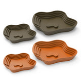 Maxbell Reptile Food Water Bowl with Ramp Turtle Bathing Pool for Turtle Snake Gecko Light Brown