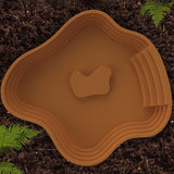 Maxbell Reptile Food Water Bowl with Ramp Turtle Bathing Pool for Turtle Snake Gecko Light Brown