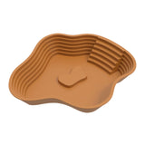 Maxbell Reptile Food Water Bowl with Ramp Turtle Bathing Pool for Turtle Snake Gecko Light Brown