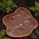 Maxbell Reptile Food Water Bowl with Ramp Turtle Bathing Pool for Turtle Snake Gecko Light Brown