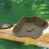 Maxbell Reptile Food Water Bowl with Ramp Turtle Bathing Pool for Turtle Snake Gecko Dark Green