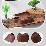 Maxbell Reptile Water Dish with Ramps Food Feeding Bowl for Chameleon Snake Tortoise Brown
