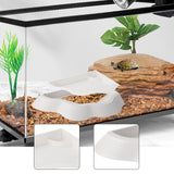 Maxbell Reptile Water Dish with Ramps Food Feeding Bowl for Chameleon Snake Tortoise White