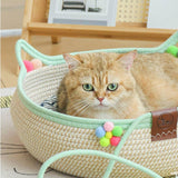 Maxbell Cotton Rope Woven Cat Bed Basket Kitten Scratching Resistant Cute Lounge Bed S