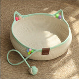 Maxbell Cotton Rope Woven Cat Bed Basket Kitten Scratching Resistant Cute Lounge Bed L