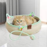 Maxbell Cotton Rope Woven Cat Bed Basket Kitten Scratching Resistant Cute Lounge Bed L