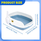 Maxbell Cat Litter Box Sand Box High Sided Splashproof Semi Enclosed Cat Litter Tray Blue