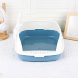 Maxbell Cat Litter Box Sand Box High Sided Splashproof Semi Enclosed Cat Litter Tray Blue
