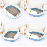 Maxbell Cat Litter Box Sand Box High Sided Splashproof Semi Enclosed Cat Litter Tray Blue