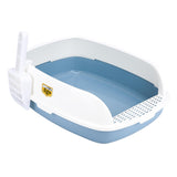 Maxbell Cat Litter Box Sand Box High Sided Splashproof Semi Enclosed Cat Litter Tray Blue