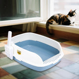 Maxbell Cat Litter Box Sand Box High Sided Splashproof Semi Enclosed Cat Litter Tray Blue