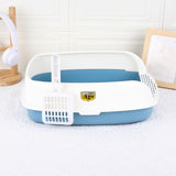 Maxbell Cat Litter Box Sand Box High Sided Splashproof Semi Enclosed Cat Litter Tray Blue
