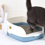 Maxbell Cat Litter Box Sand Box High Sided Splashproof Semi Enclosed Cat Litter Tray Blue