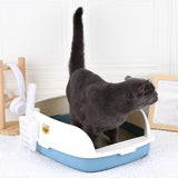 Maxbell Cat Litter Box Sand Box High Sided Splashproof Semi Enclosed Cat Litter Tray Blue