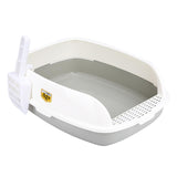 Maxbell Cat Litter Box Sand Box High Sided Splashproof Semi Enclosed Cat Litter Tray Gray