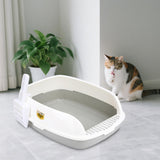Maxbell Cat Litter Box Sand Box High Sided Splashproof Semi Enclosed Cat Litter Tray Gray