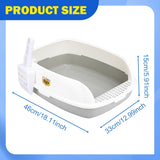 Maxbell Cat Litter Box Sand Box High Sided Splashproof Semi Enclosed Cat Litter Tray Gray