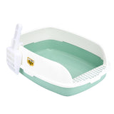 Maxbell Cat Litter Box Sand Box High Sided Splashproof Semi Enclosed Cat Litter Tray Green