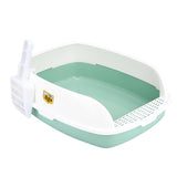 Maxbell Cat Litter Box Sand Box High Sided Splashproof Semi Enclosed Cat Litter Tray Green