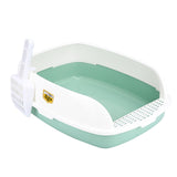 Maxbell Cat Litter Box Sand Box High Sided Splashproof Semi Enclosed Cat Litter Tray Green