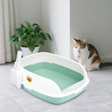 Maxbell Cat Litter Box Sand Box High Sided Splashproof Semi Enclosed Cat Litter Tray Green