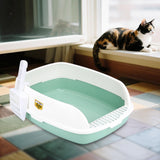 Maxbell Cat Litter Box Sand Box High Sided Splashproof Semi Enclosed Cat Litter Tray Green