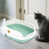 Maxbell Cat Litter Box Sand Box High Sided Splashproof Semi Enclosed Cat Litter Tray Green