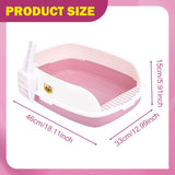 Maxbell Cat Litter Box Sand Box High Sided Splashproof Semi Enclosed Cat Litter Tray Pink