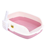 Maxbell Cat Litter Box Sand Box High Sided Splashproof Semi Enclosed Cat Litter Tray Pink