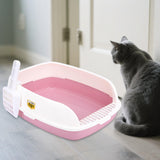 Maxbell Cat Litter Box Sand Box High Sided Splashproof Semi Enclosed Cat Litter Tray Pink