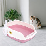 Maxbell Cat Litter Box Sand Box High Sided Splashproof Semi Enclosed Cat Litter Tray Pink
