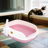 Maxbell Cat Litter Box Sand Box High Sided Splashproof Semi Enclosed Cat Litter Tray Pink